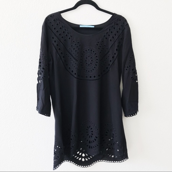 Solitaire Other - Solitaire Swim Black Embroidered Swim Coverup L